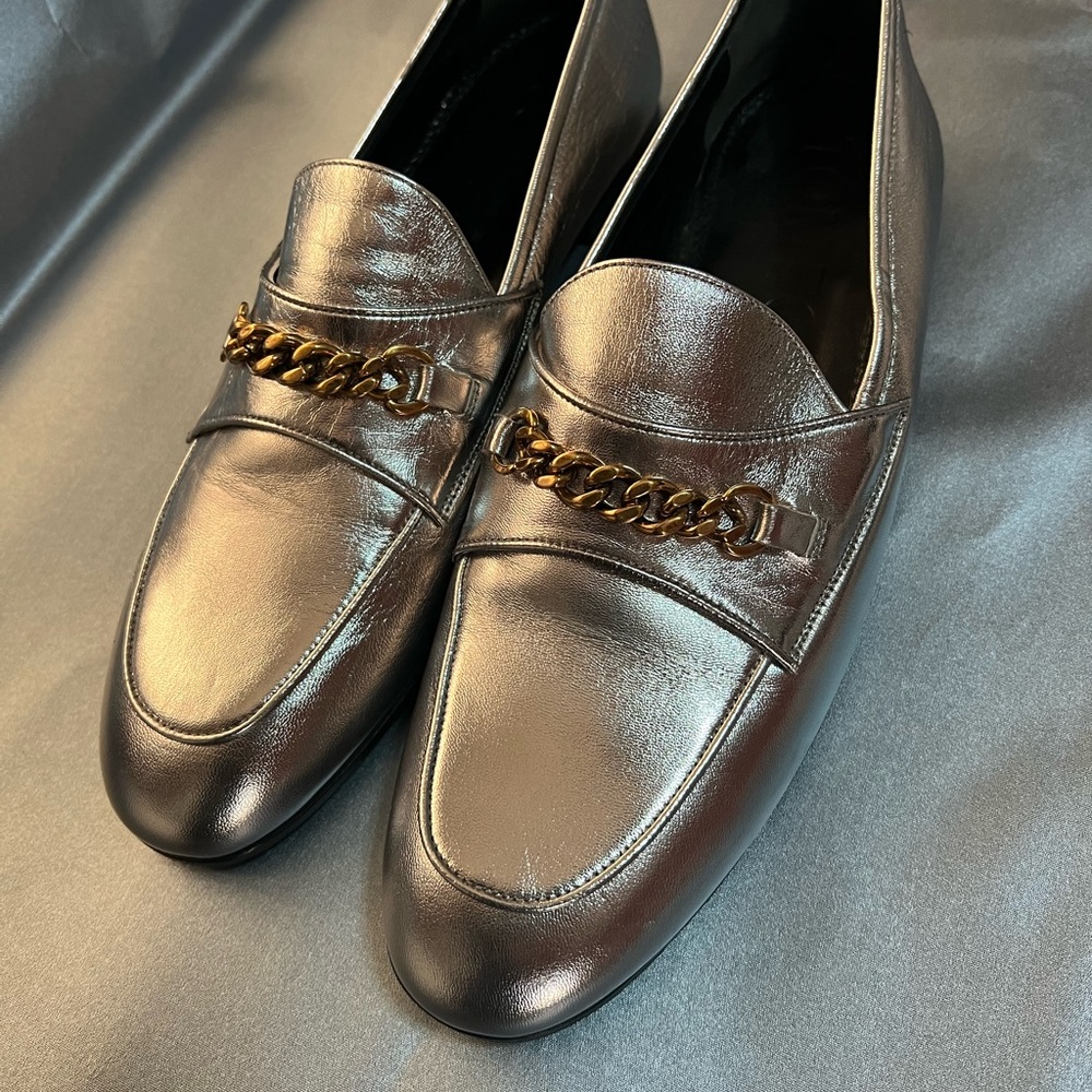 TOM FORD metallic leather loafers.